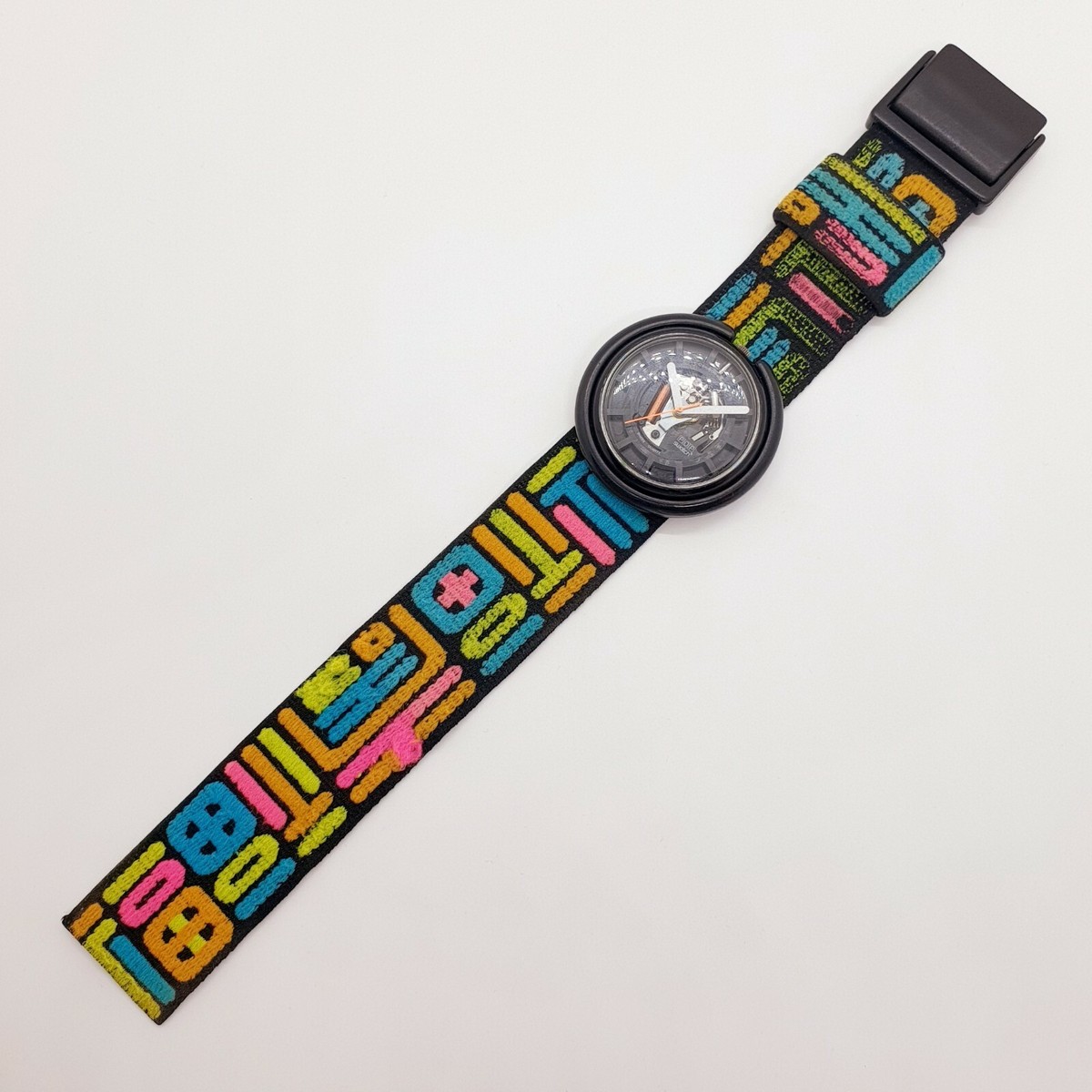 1988 Ultra Rare Skeleton Retro Pop Swatch Watch tribal Funky 1988 Ultra Rare Skeleton Retro Pop Swatch Watch tribal Funky