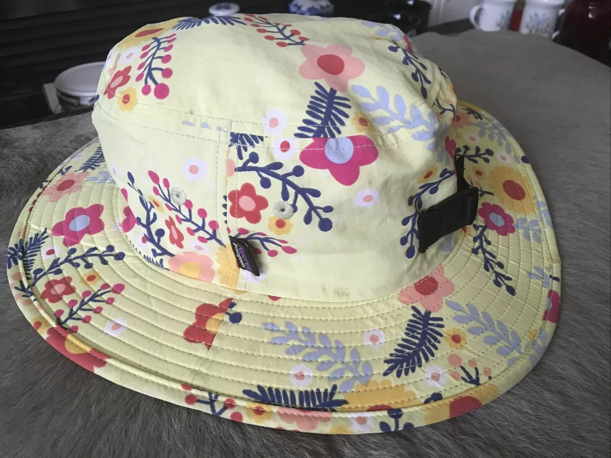 Patagonia Womens Bucket Sun Hat Beach Floppy Strap Floral Pink