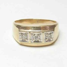 Mens 10K Yellow Gold lab created Finish Round Cut Diamond Wedding Band Ring
