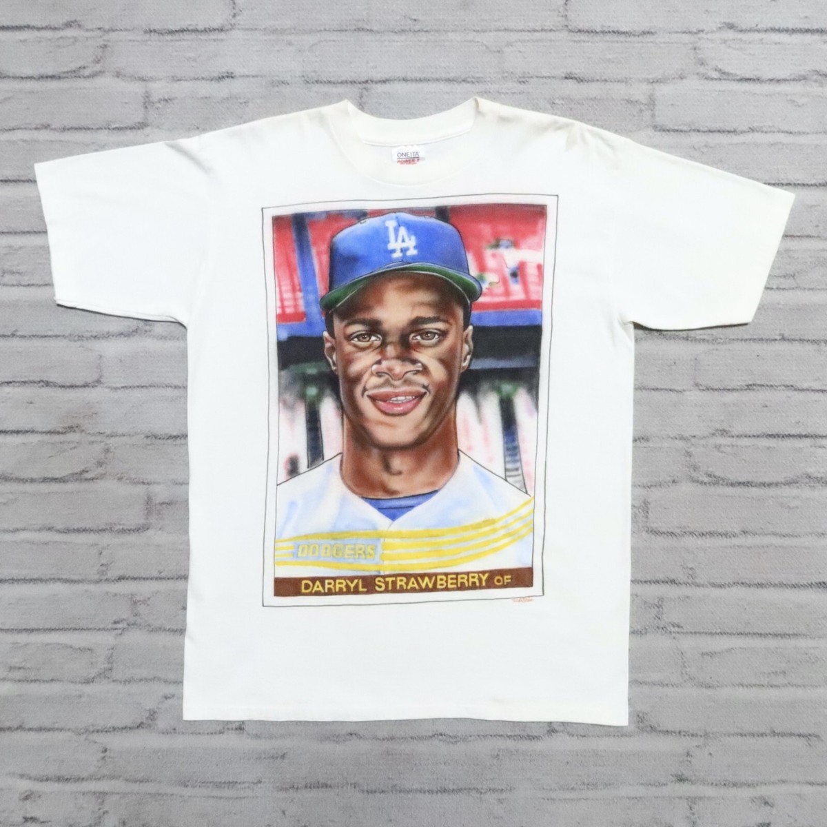 Vintage 90s Los Angeles Dodgers Daryl Strawberry Baseball Airbrush