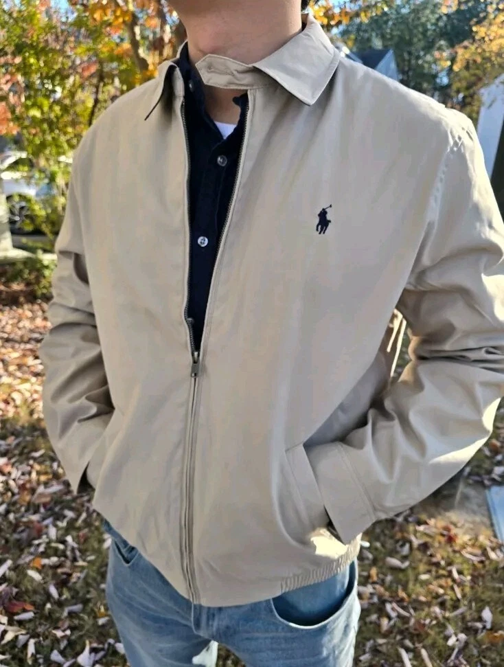 Polo Ralph Lauren Men's KHAKI Twill Bi Swing Full Zip Windbreaker Jacket NWT