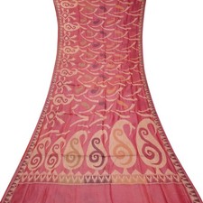 Vintage Burgundy Sarees 100 Pure Silk Woven Paisley Sari 5YD Decor Craft Fabric
