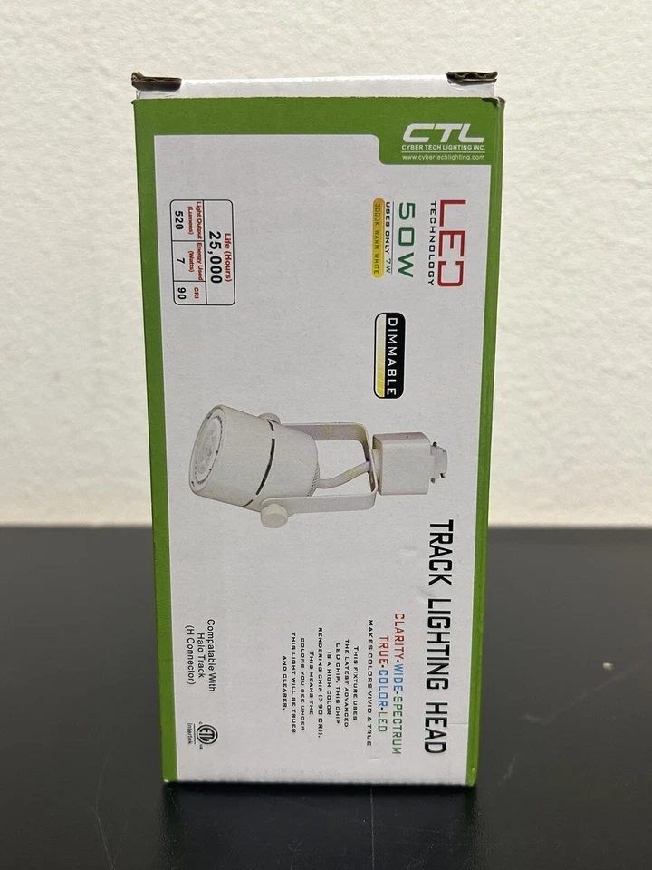 CTL Track Lighting Head LED White Dimmable Pivoting Head Compatible w/Halo Track - Image 3 of 4