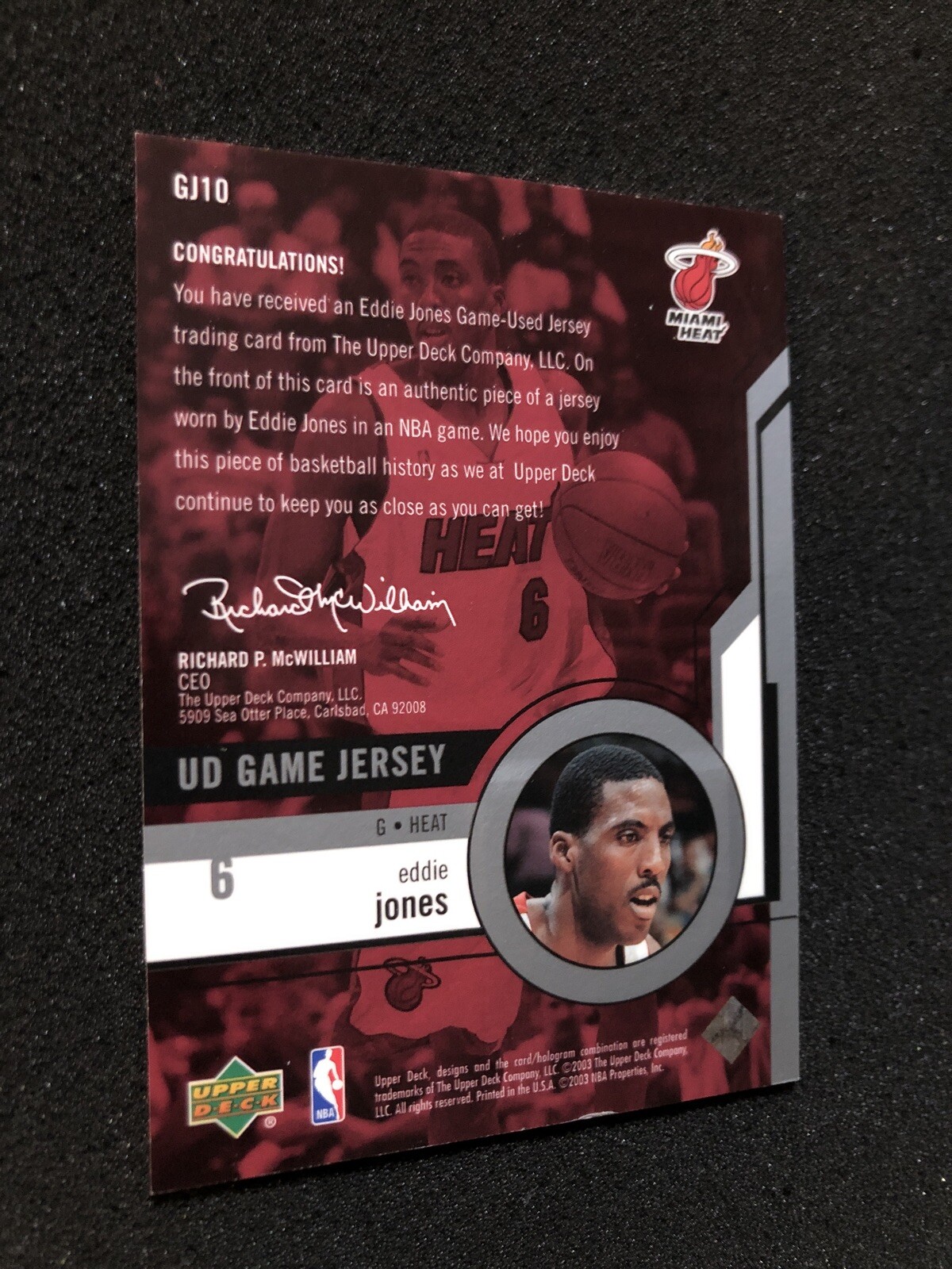 EDDIE JONES 2003-2004 Upper Deck GAME-USED JERSEY Insert #GJ10 BASKETBALL CARD view 5