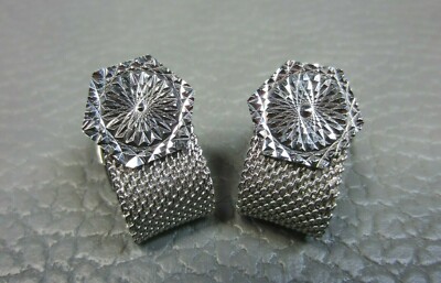 Vintage ''Spirograph'' Wrap Around White Gold Plated Cuff Links 