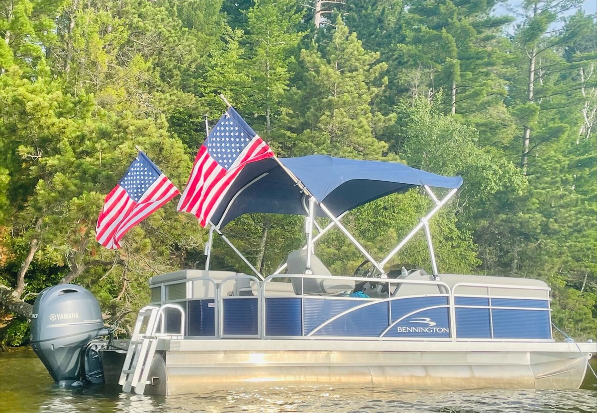 Pontoon Boat Flag Mount Set Easy Fast Sturdy For Standard 1/4