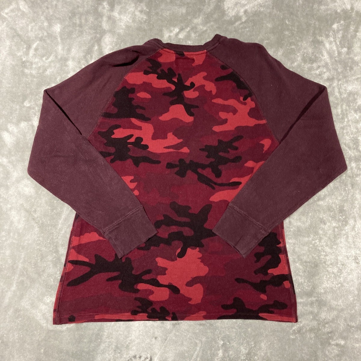 Polo Ralph Lauren Thermal Shirt Mens Medium Red Camo Waffle Raglan