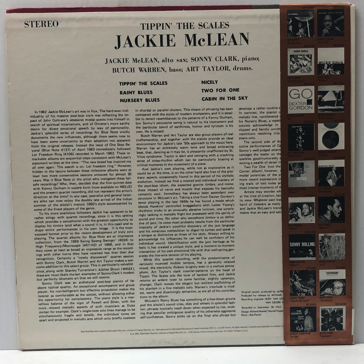 ワールドワイドLP Jackie McLean Tippin The Scales B003331301 Blue Note /00400 JACKIE MCLEAN - Jackie McLean - Tippin' The Scales LP (Tone