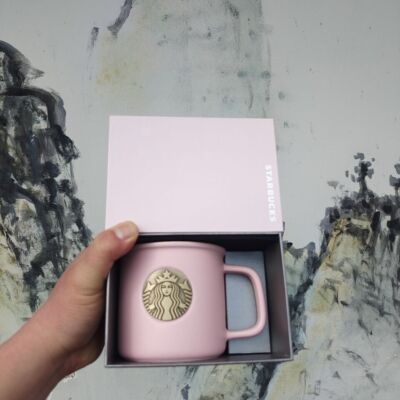 New Starbucks Pink Vintage Copper Print Ceramic Mug Coffee Mug Gift for Friends