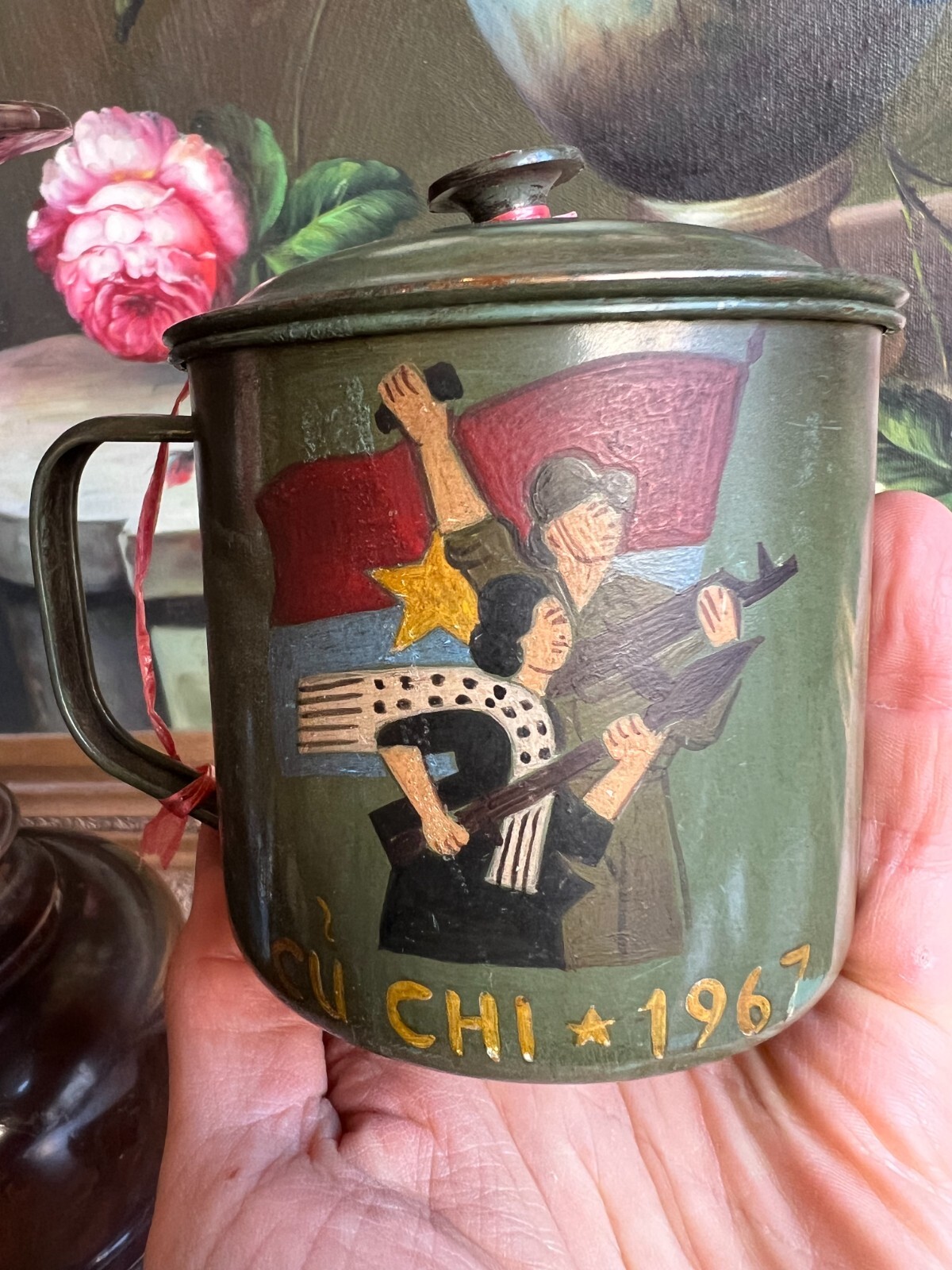 Vietnam Military Painted Metal Cup 1967 Asia