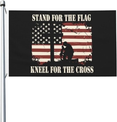 I Stand For The Flag I Kneel For The Cross Flag 3x5 Foot Durable Fade Resistant