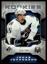2006-07 SP Game Used ROOKIE Jonas Johansson Rookie 554/999 Washington Capitals