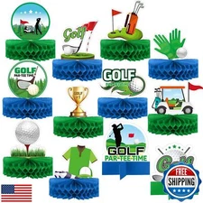 Teling 12 Pieces Golf Party Decorations Honeycomb Centerpieces for Tables Cak