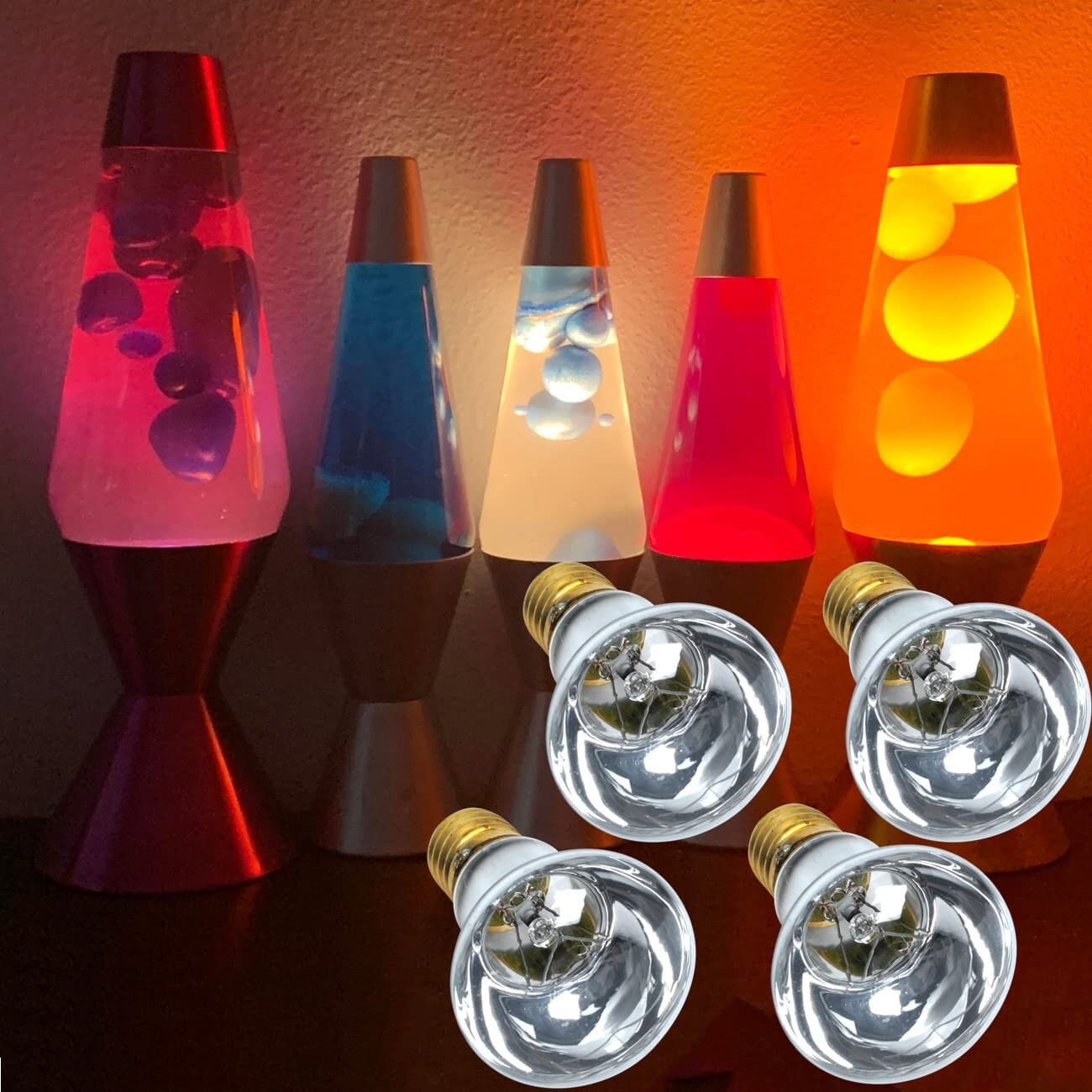 4 Pack Light Bulbs for Lava Lamps 20W, 120v 25watt R12 R39 E17 Reflector Bulbs*