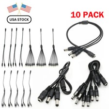  10-Pack DC Power Splitter Cable Cord Adapter CCTV Security Camera DVR LED