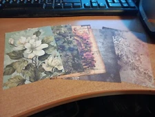 5X SHEETS NOSTALGIC/VINTAGE FOR SCRAPBOOKING/JOURNALS  +/- 13X9 CM (VIN786)