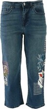 DG2 Diane Gilman Stretch Embroidered Cropped Jean Basic INDIGO 4T 