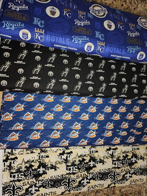 CHOOSE YOUR 2 YARDS Of NFL, MLB, OR NBA TEAM 100% COTTON FABRIC-44'' WIDE