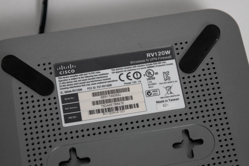 CISCO RV120W 100 MBPS 10/100 WIRELESS N ROUTER VPN FIREWALL RV120W DA00518 - Image 3 of 4