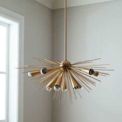MID Century Style 10 Arms Brass Sputnik Chandlier Royal Half Sea urchin Light