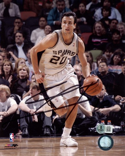FOTO 8x10 firmada autografiada por MANU GINOBILI SAN ANTONIO SPURS LEYENDA BECKETT BAS - Imagen 1 de 2