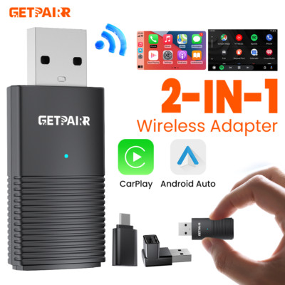 GetPairr 2in1 USB Wireless Carplay Android Auto Adapter Auto Dongle Connect Box