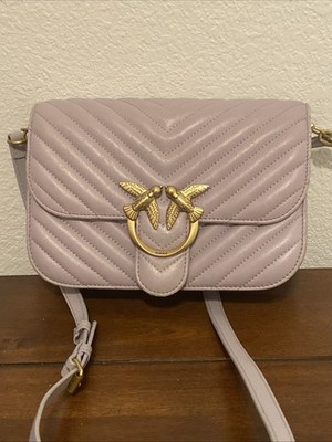 Pinko Classic Chevron Bell Bag - Lambskin Lavender Shoulder Bag