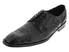 Mens Black Crocodile Skin Oxford Dress Shoes Formal Wear Lace Up Size 7.5, 8