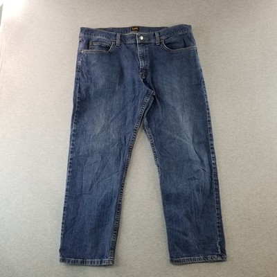 Lee Jeans Mens Sz 38x29 Regular Fit DarkWash 99%Cotton Normcore Workcore Stretch