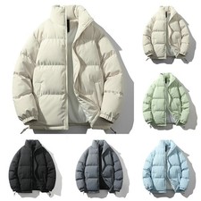 Stand Collare Cappotto Uomo Parka Giacca Tessuto Poliestere Lunghezza Regolare T