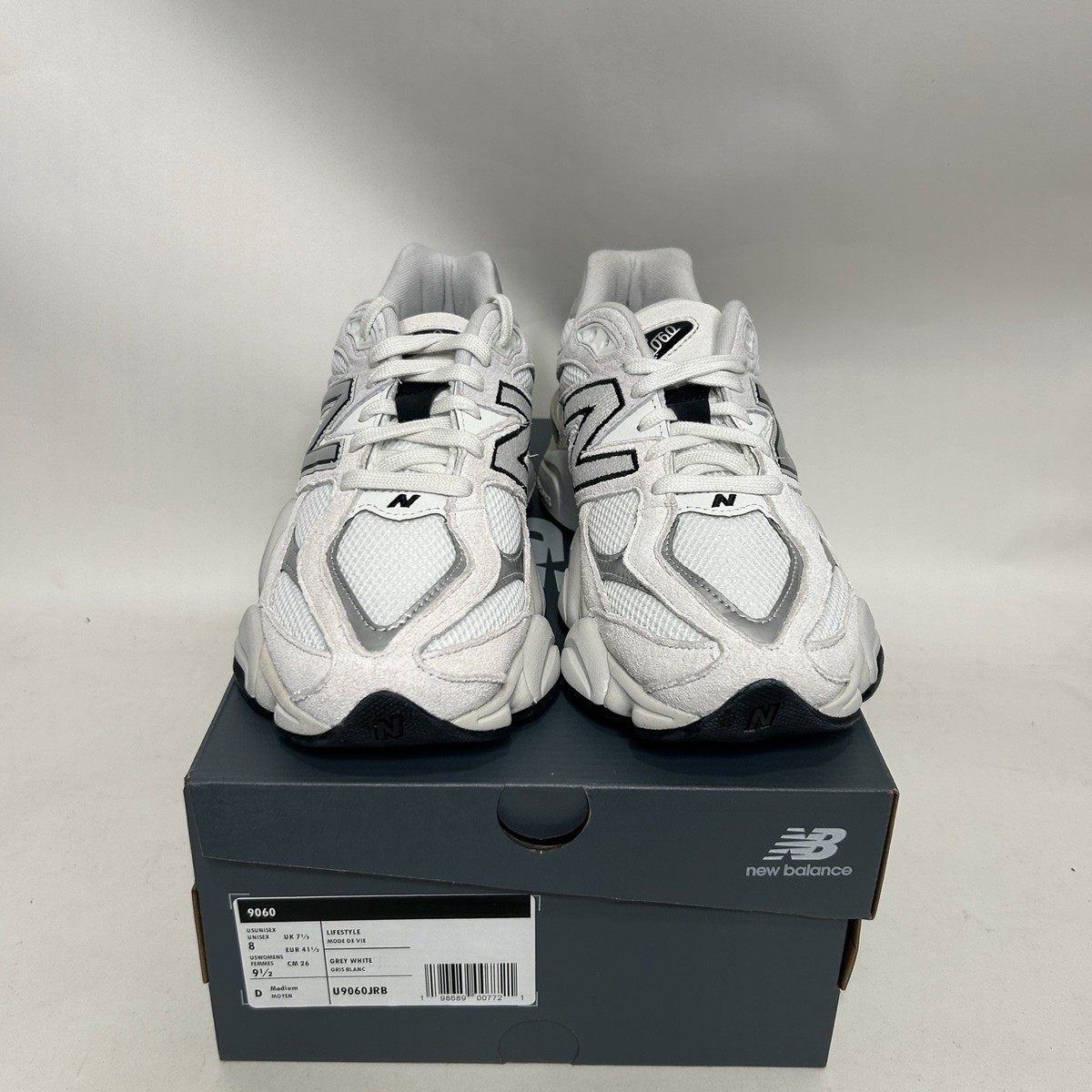 New Balance 9060 'White Black Metallic Silver' U9060JRB Men's 8