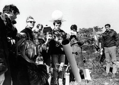Nantucket MA A crowd gathers around a telescope at total sola- Boston Old Photo