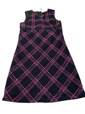 Vintage Old Navy Dress Womens 8 Black Pink Plaid Sleeveless A-Line Mini Back Zip