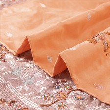 Sanskriti Vintage Orange Sarees Pure Silk Hand Beaded Woven Craft Fabric Sari