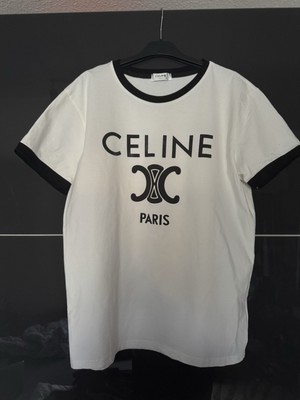 Celine, weißes T-Shirt mit Logo, M