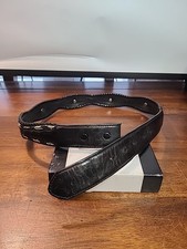 Vtg 3D DDD Black Leather Braided Western Belt Silver Medallions NO BUCKLE
