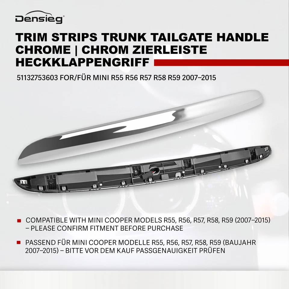 Densieg Maniglia Bagagliaio Posteriore Cromata per MINI R55 R56 R57 51132753603 - Immagine 3 di 4