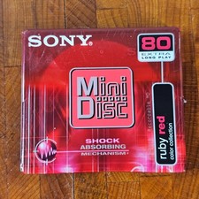 Sony MiniDisc MDW80ER Rojo Rubí 80 Minutos Grabable MD Colección de Colores Sellados