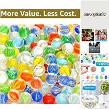 Marbles for Kids, 115PCS Cat Eye Glass Marble, Mixed 6 Colors with Gift Box, ...