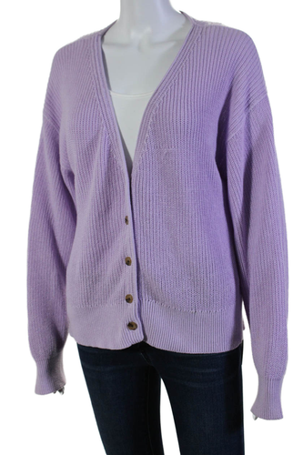 Velvet Womens Cotton Long Sleeved Buttoned V Neck Sweater Cardigan Purple Size M - Picture 2 of 5