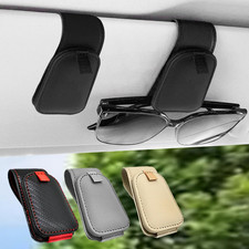Sunglass Holder for Car, 2 Pack Car Sunglass Holder Visor Clip Magnetic Leather