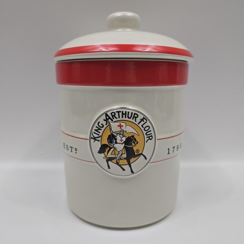 Vintage King Arthur 1 Quart Flour Canister Sourdough Raiser Jar 7" Crock W/ Lid - Picture 2 of 11