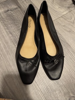 Alme Black Leather Woman s Shoes Flat Size 39 BRA / 41 EUR