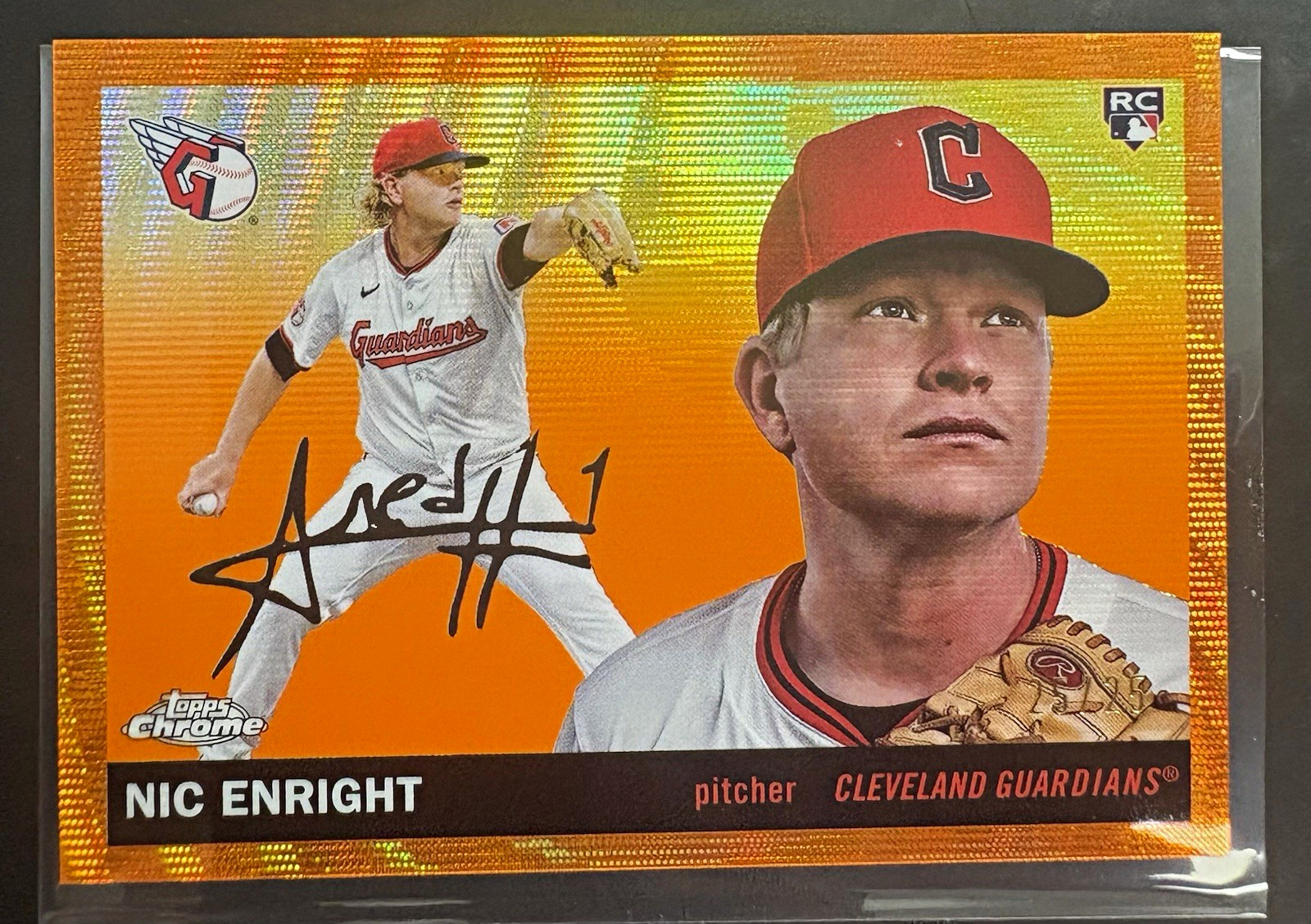 Topps Chrome Platinum 2025 Nic Enright RC Auto Orange Wave /25 #289
