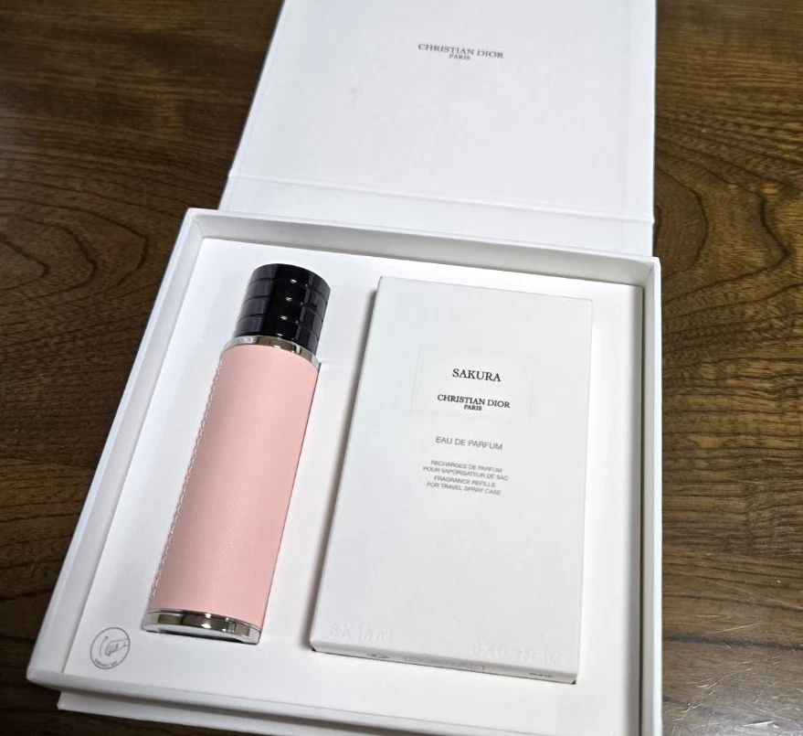 Christian Dior Sakura Pink leather travel spray & Refills 15ml