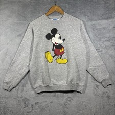 Vintage 80s Disney Mickey Mouse Sweatshirt Adult M Gray Raglan Crewneck Pullover