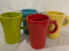 Set of 4  Fiestaware Tall Latte Bistro Mugs ~ 18 oz Ring Handle Red Green Yellow