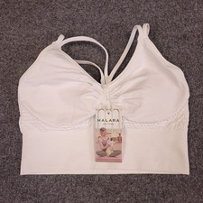 Halara Longline Sports Bra Women's Small White Strappy Criss Cross Padded