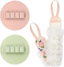 3-Pack Bath Scrubber Kit: 2 Silicone Exfoliating Pats Double-Sided Long Handle