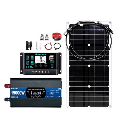 15000W Solar System Kit Flexible Panel 12V To 110V 220V for Camp Home Charger